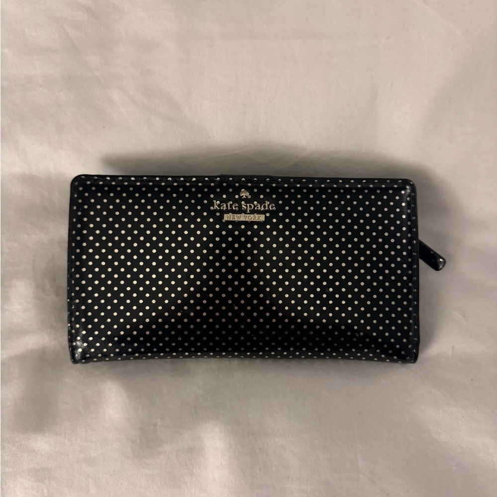Kate Spade black and white polka dot wallet card case